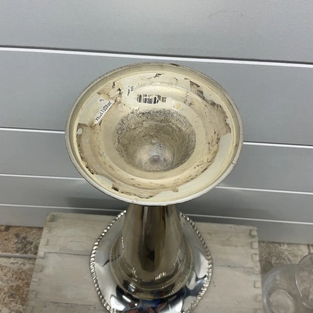 Vintage Silver Plated Trumpet Vase Scalloped Rim Rope Twist Base 12.5 Inch